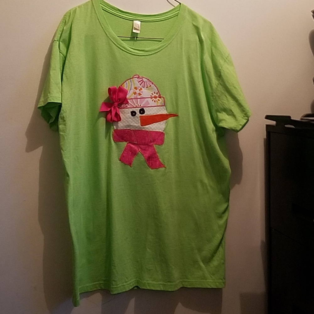 Womens Winter tshirt Snowman Embroidered